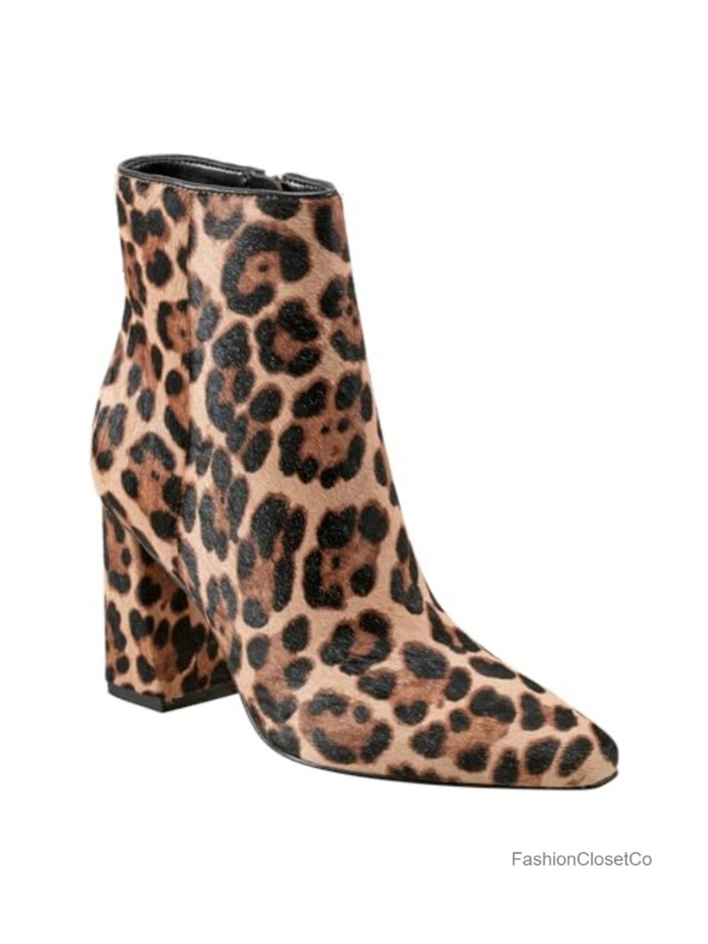 Marc Fisher LTD Yanara Square Toe Ankle Booties Block Heel Calf Hair